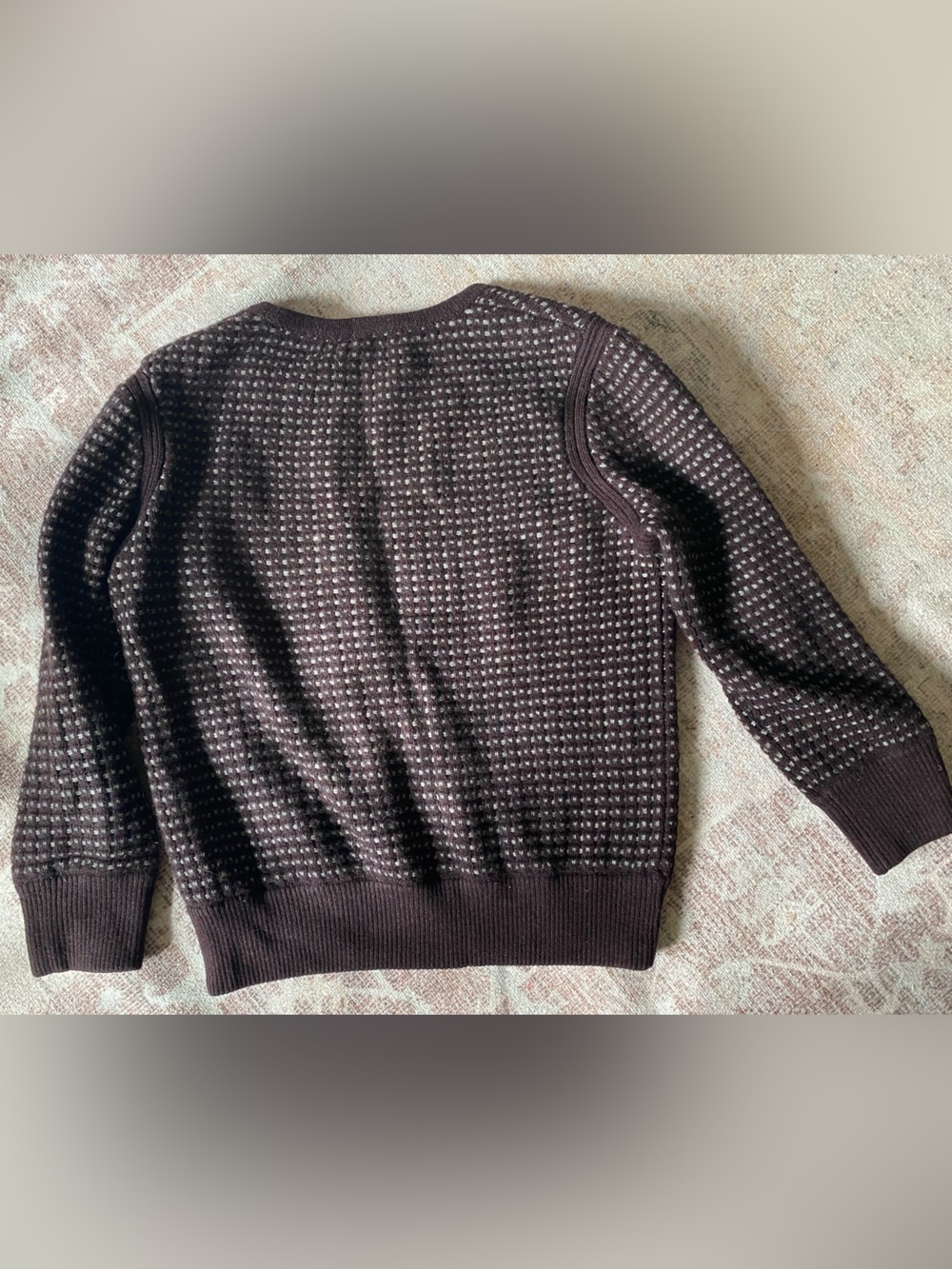 Rag & Bone Women's Cashmere Crewneck Sweater in Dark Plum with Light Gray Patter - Picture 5 of 6